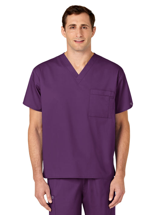 Unisex Double-Pocket V-Neck Scrub Top - 100 - Eggplant