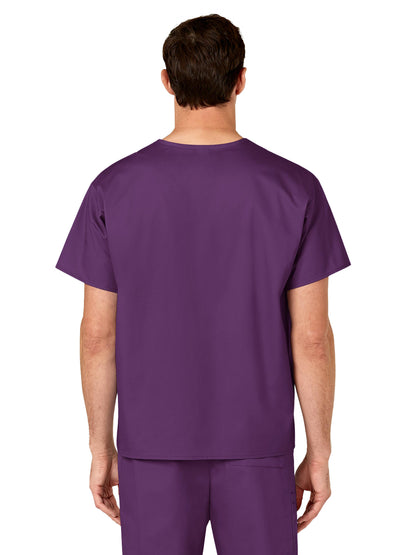 Unisex Double-Pocket V-Neck Scrub Top - 100 - Eggplant