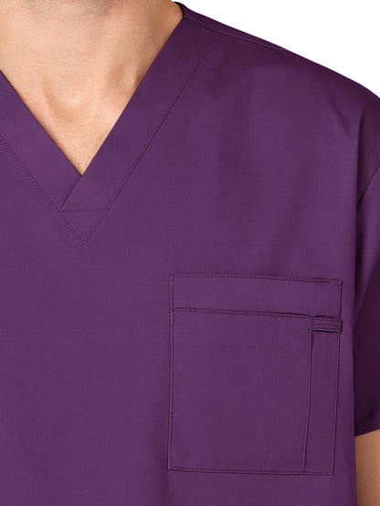 Unisex Double-Pocket V-Neck Scrub Top - 100 - Eggplant