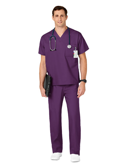 Unisex Double-Pocket V-Neck Scrub Top - 100 - Eggplant