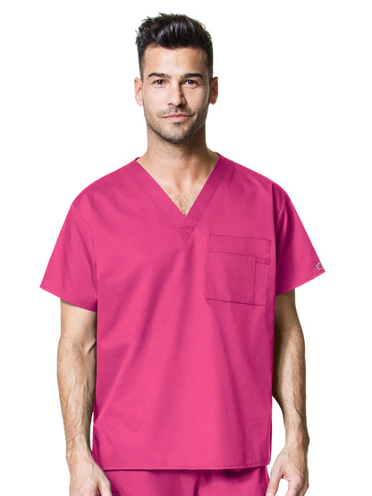 Unisex Double-Pocket V-Neck Scrub Top - 100 - Fuchsia