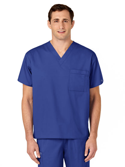 Unisex Double-Pocket V-Neck Scrub Top - 100 - Galaxy Blue