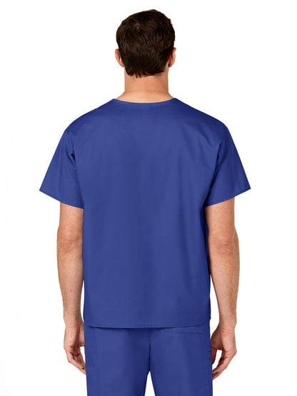 Unisex Double-Pocket V-Neck Scrub Top - 100 - Galaxy Blue