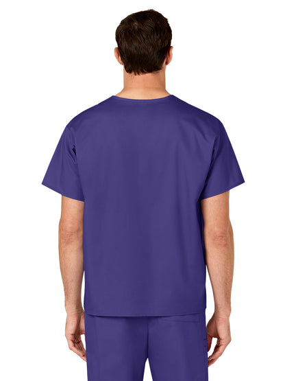 Unisex Double-Pocket V-Neck Scrub Top - 100 - Grape