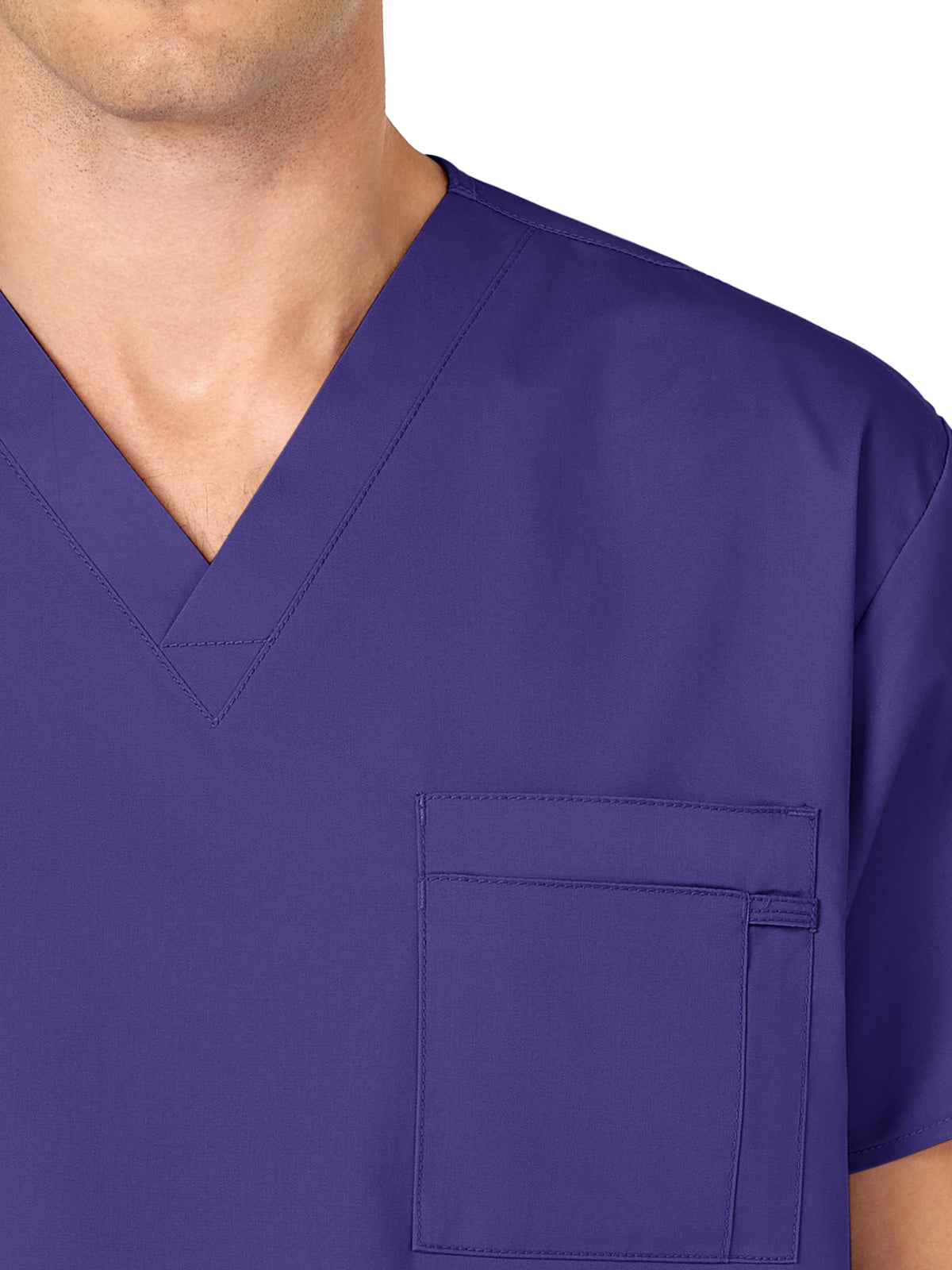 Unisex Double-Pocket V-Neck Scrub Top - 100 - Grape