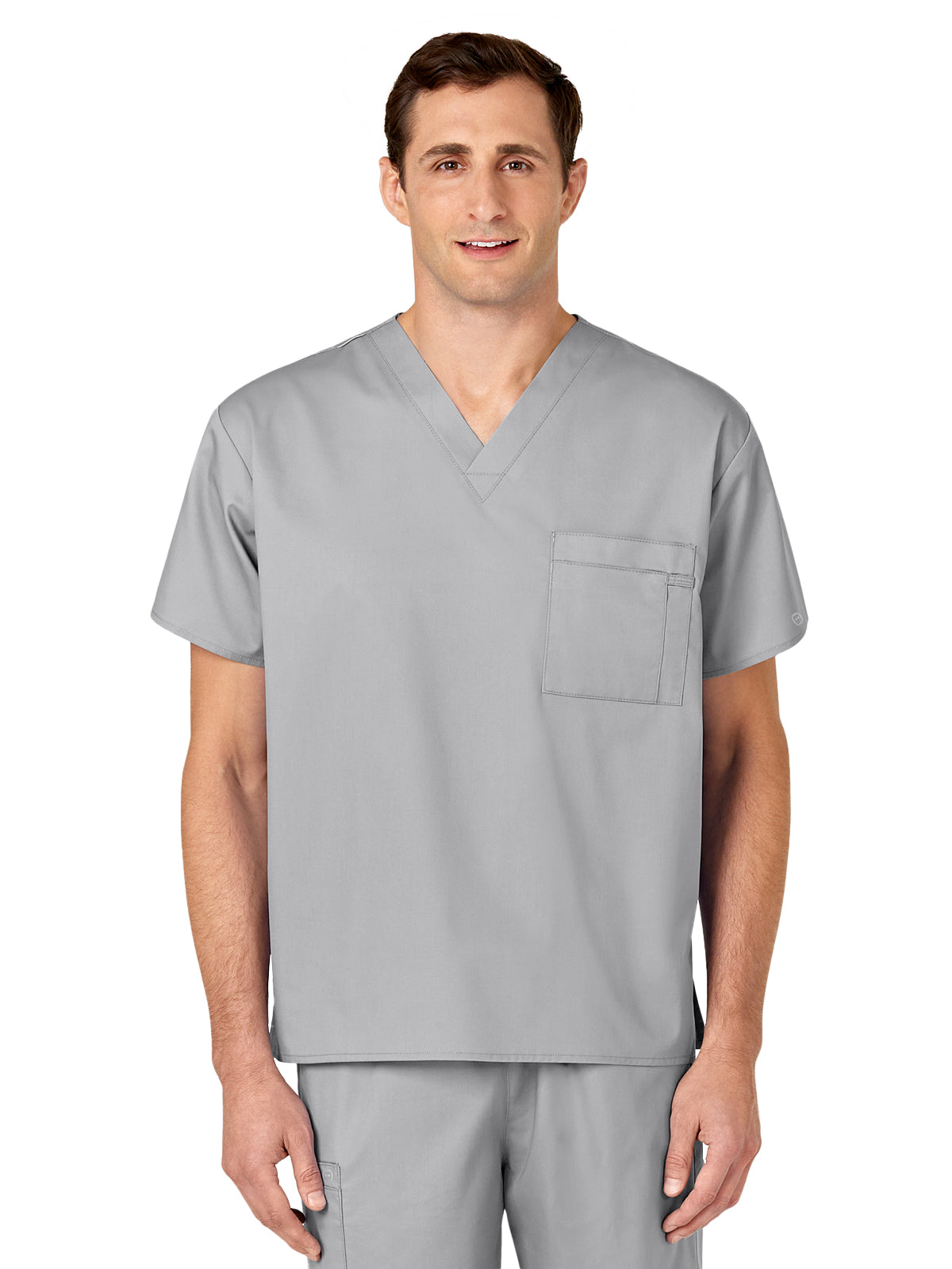 Unisex Double-Pocket V-Neck Scrub Top - 100 - Grey