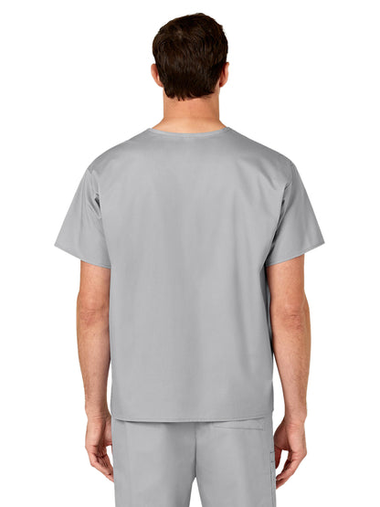 Unisex Double-Pocket V-Neck Scrub Top - 100 - Grey