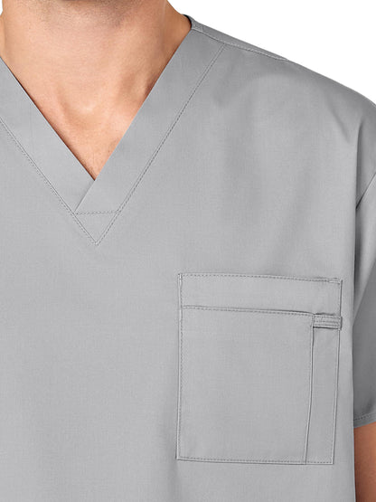 Unisex Double-Pocket V-Neck Scrub Top - 100 - Grey