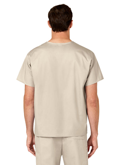 Unisex Double-Pocket V-Neck Scrub Top - 100 - Khaki