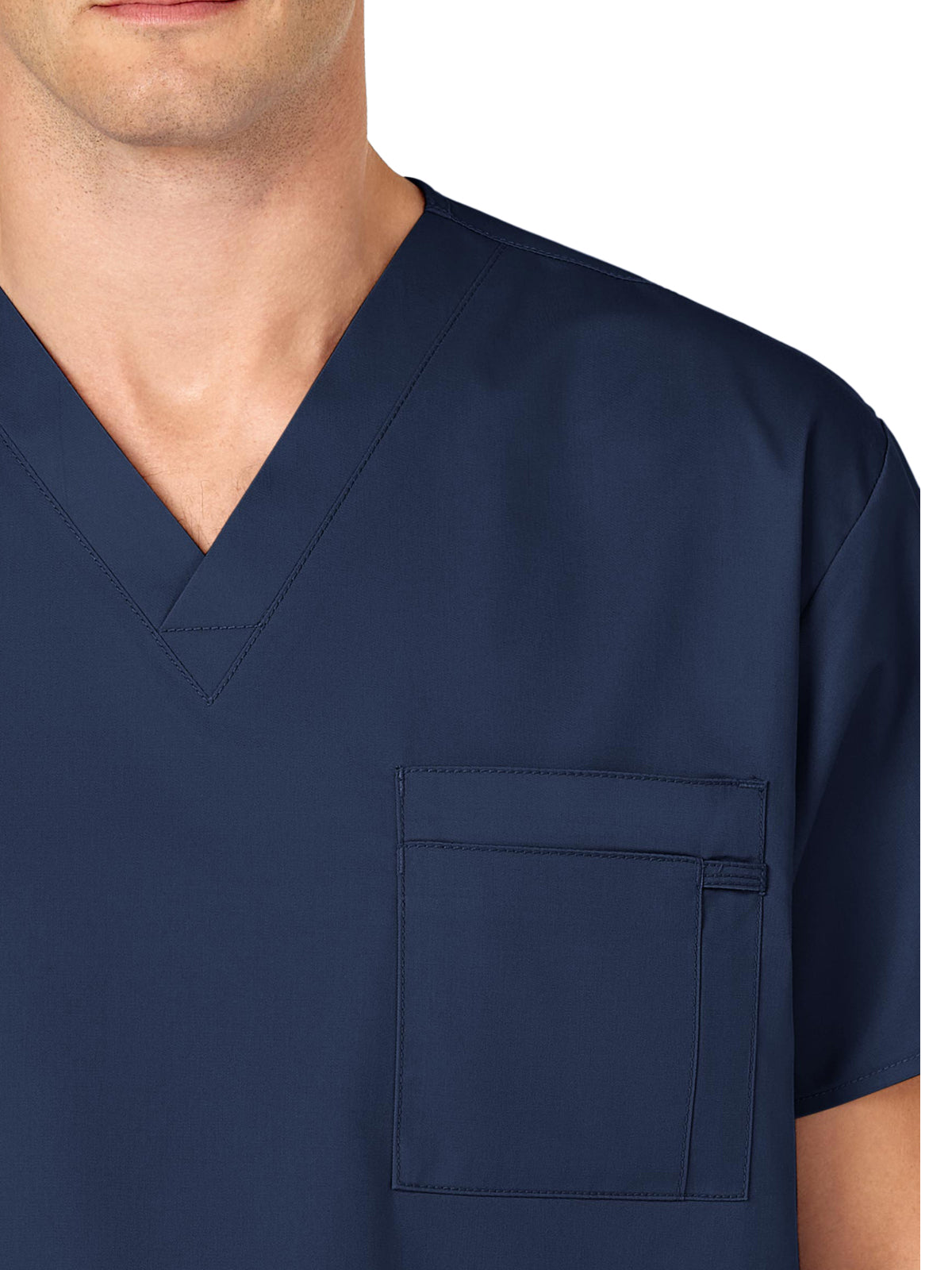 Unisex Double-Pocket V-Neck Scrub Top - 100 - Navy