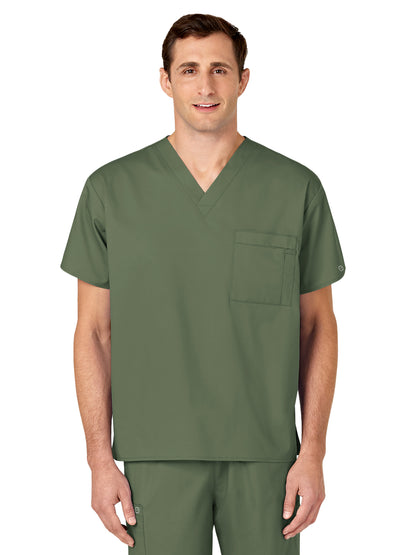 Unisex Double-Pocket V-Neck Scrub Top - 100 - Olive