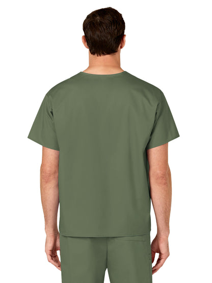 Unisex Double-Pocket V-Neck Scrub Top - 100 - Olive