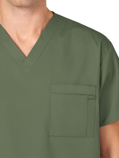 Unisex Double-Pocket V-Neck Scrub Top - 100 - Olive