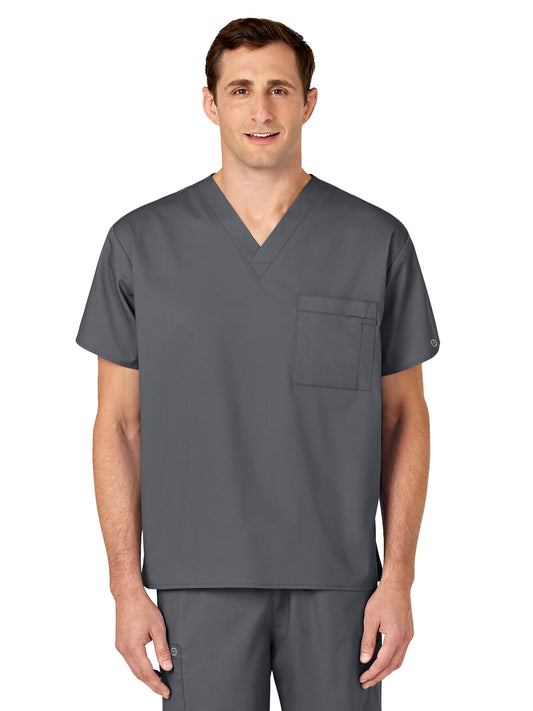 Unisex Double-Pocket V-Neck Scrub Top - 100 - Pewter