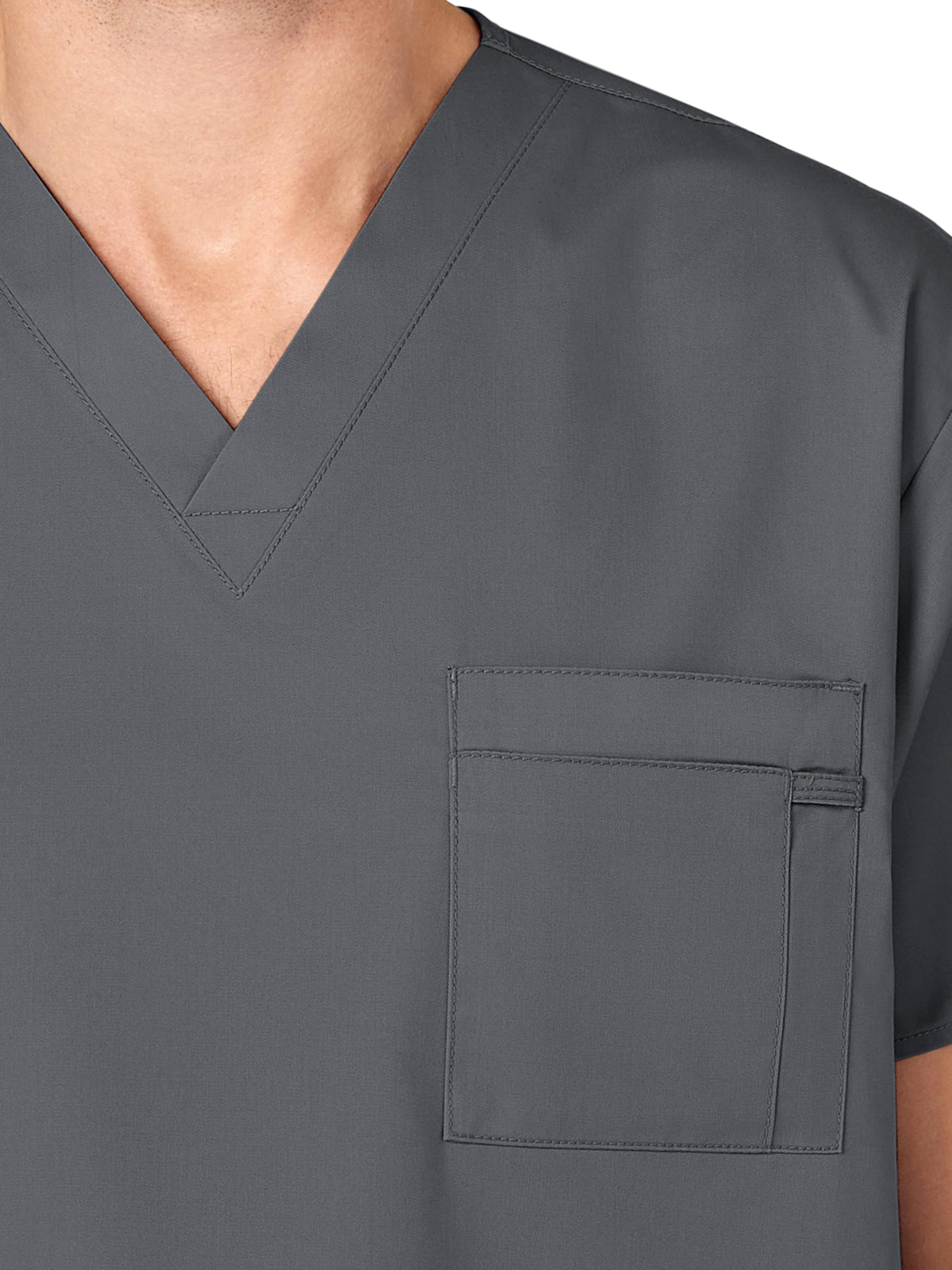 Unisex Double-Pocket V-Neck Scrub Top - 100 - Pewter