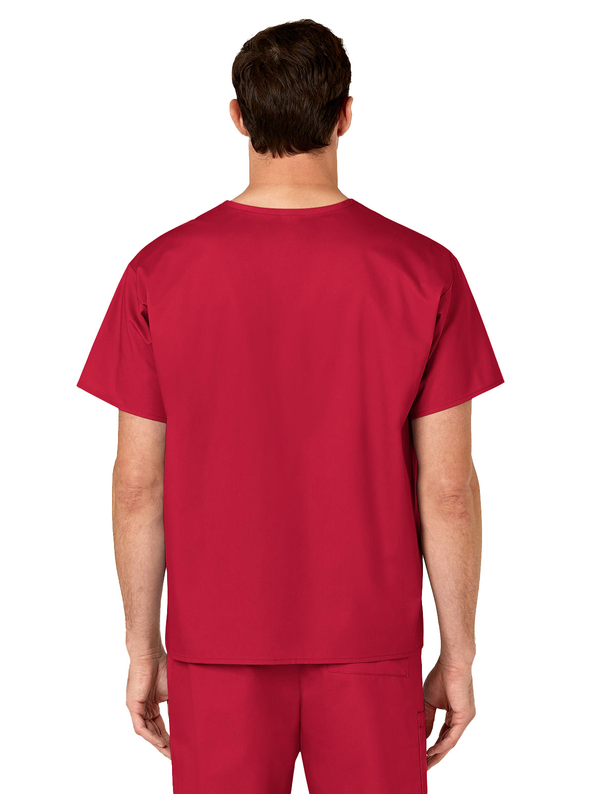 Unisex Double-Pocket V-Neck Scrub Top - 100 - Red