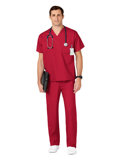 Unisex Double-Pocket V-Neck Scrub Top - 100 - Red