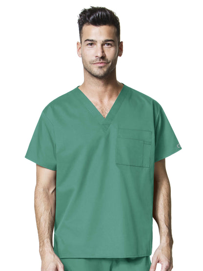 Unisex Double-Pocket V-Neck Scrub Top - 100 - Surgical Green