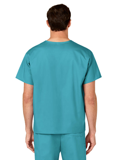 Unisex Double-Pocket V-Neck Scrub Top - 100 - Teal