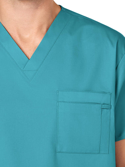 Unisex Double-Pocket V-Neck Scrub Top - 100 - Teal