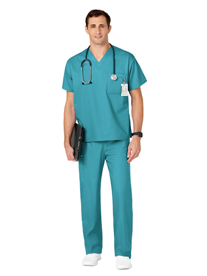 Unisex Double-Pocket V-Neck Scrub Top - 100 - Teal