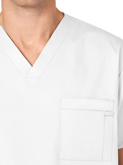 Unisex Double-Pocket V-Neck Scrub Top - 100 - White