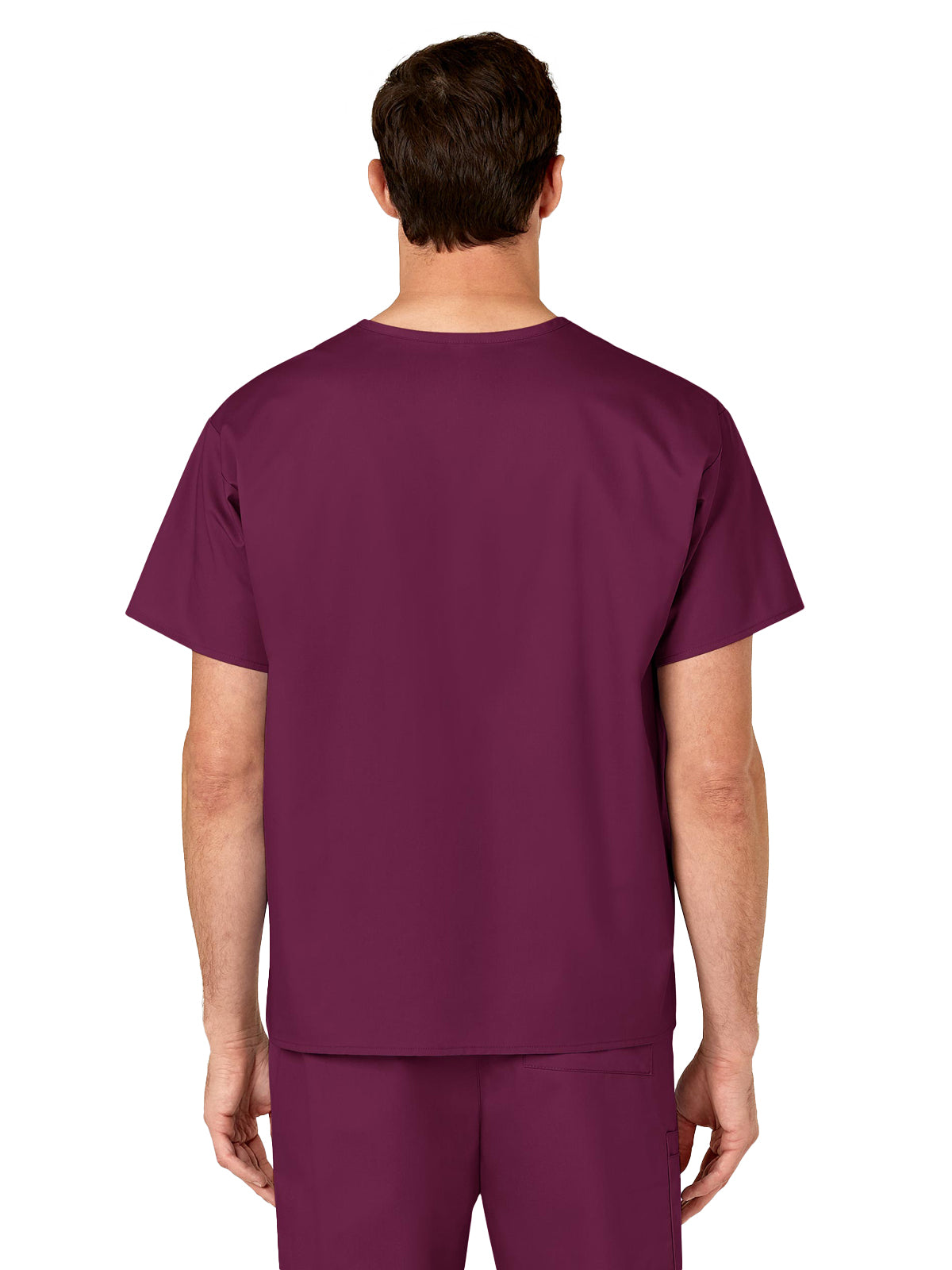 Unisex Double-Pocket V-Neck Scrub Top - 100 - Wine