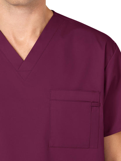 Unisex Double-Pocket V-Neck Scrub Top - 100 - Wine