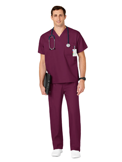 Unisex Double-Pocket V-Neck Scrub Top - 100 - Wine