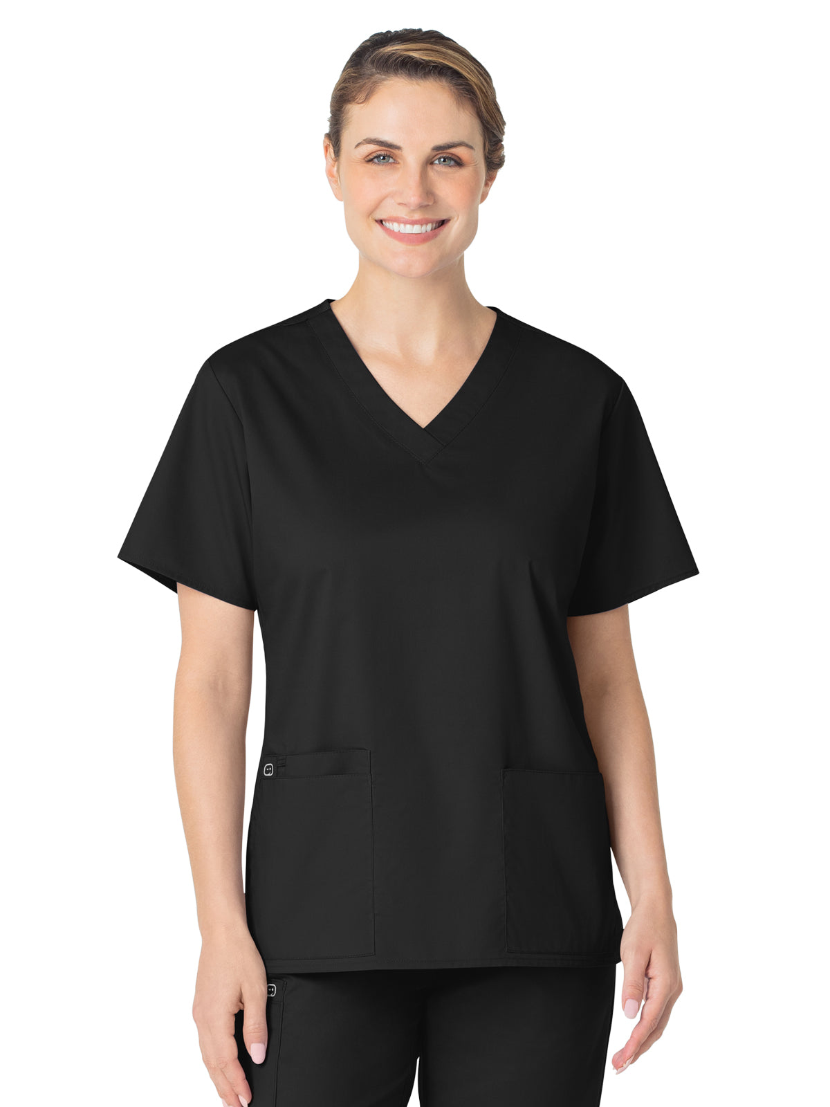 Women's Four-Pocket V-Neck Top - 101 - Black