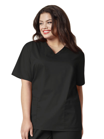 Women's Four-Pocket V-Neck Top - 101 - Black