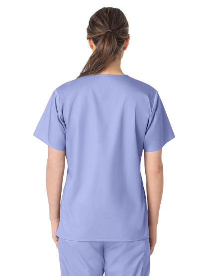 Women's Four-Pocket V-Neck Top - 101 - Ceil Blue