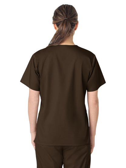 Women's Four-Pocket V-Neck Top - 101 - Chocolate