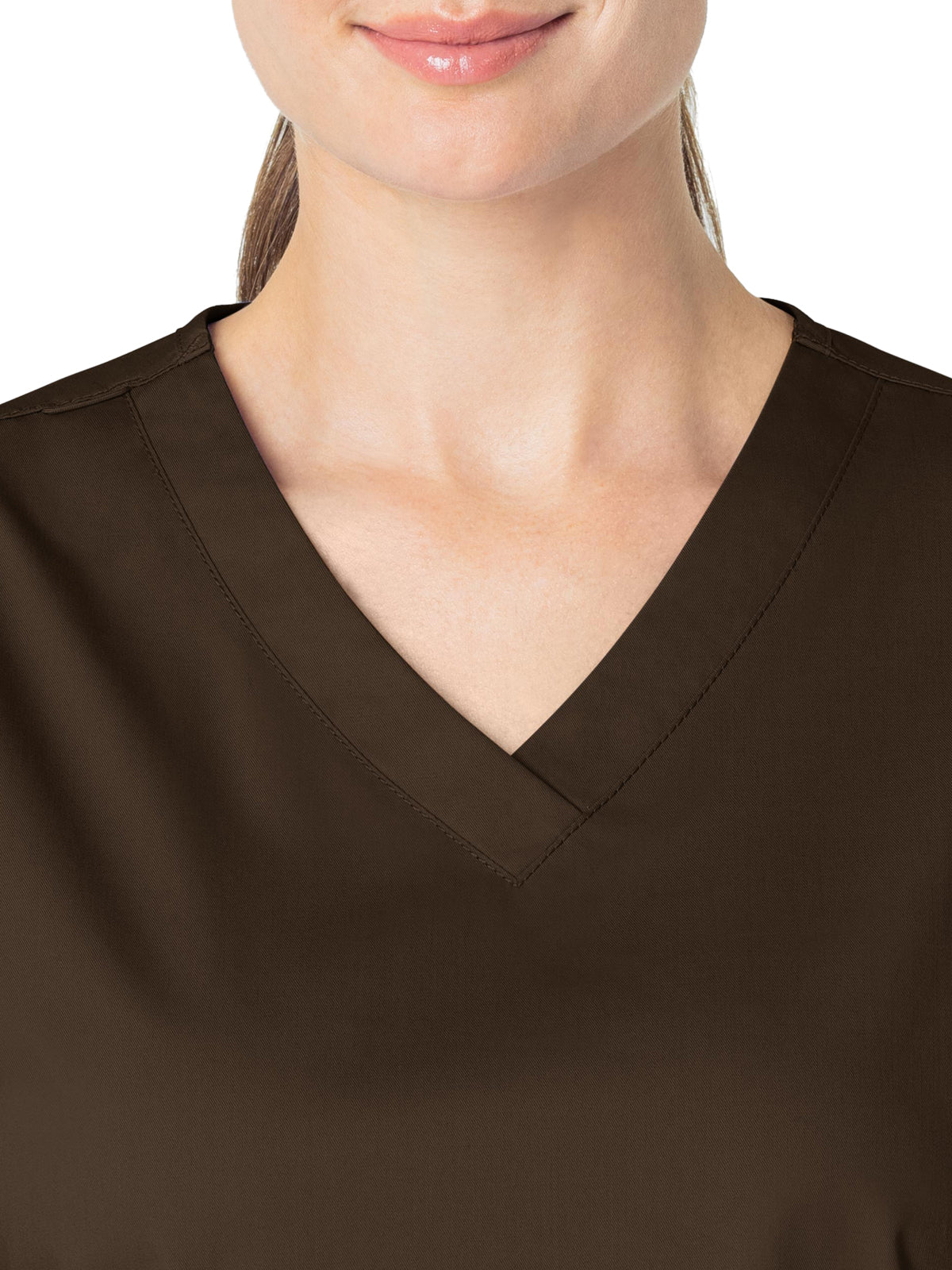 Women's Four-Pocket V-Neck Top - 101 - Chocolate