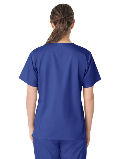 Women's Four-Pocket V-Neck Top - 101 - Galaxy Blue