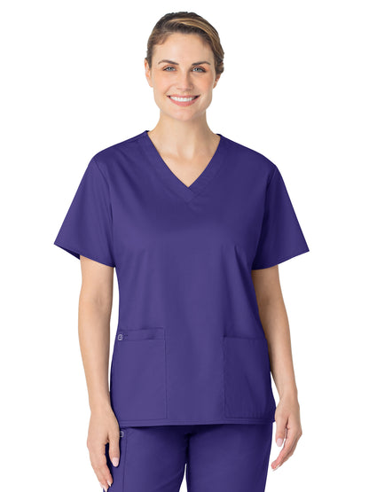 Women's Four-Pocket V-Neck Top - 101 - Grape