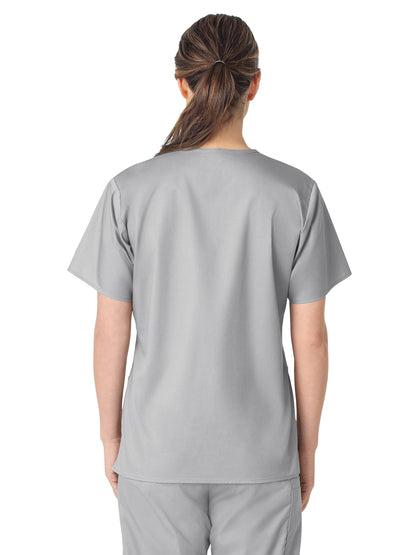 Women's Four-Pocket V-Neck Top - 101 - Grey