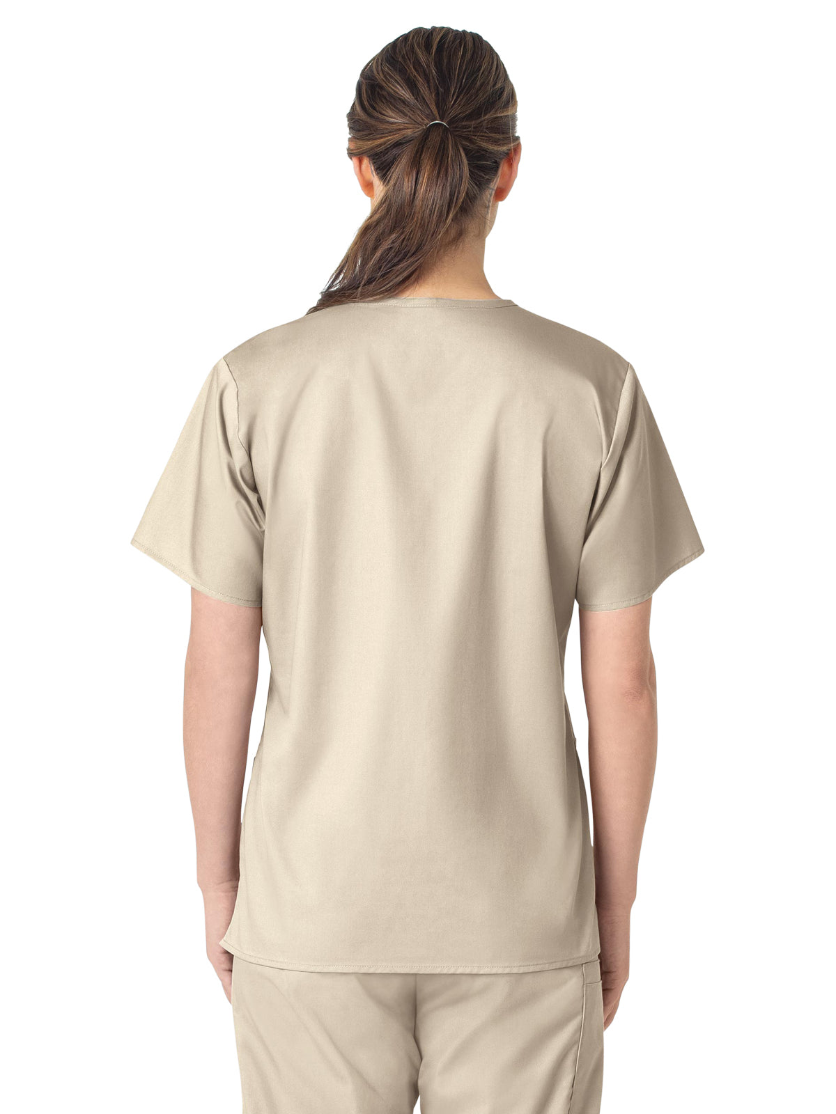 Women's Four-Pocket V-Neck Top - 101 - Khaki