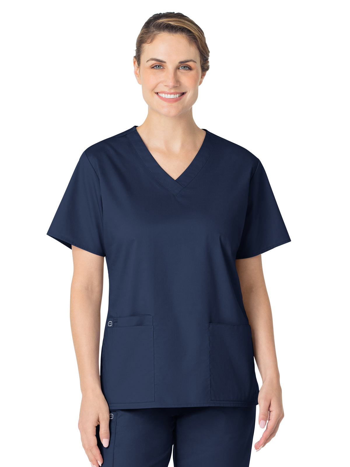 Women's Four-Pocket V-Neck Top - 101 - Navy