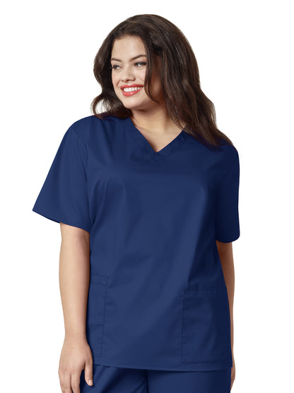 Women's Four-Pocket V-Neck Top - 101 - Navy