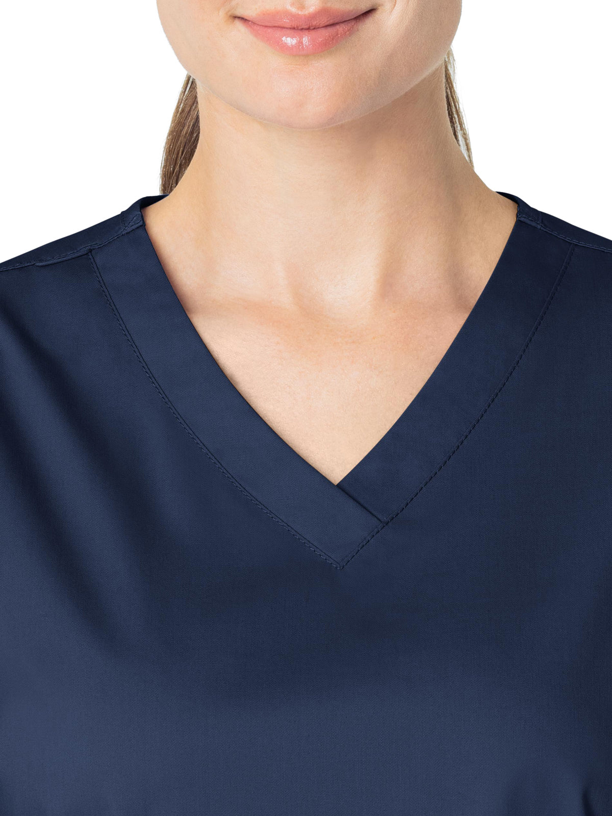 Women's Four-Pocket V-Neck Top - 101 - Navy