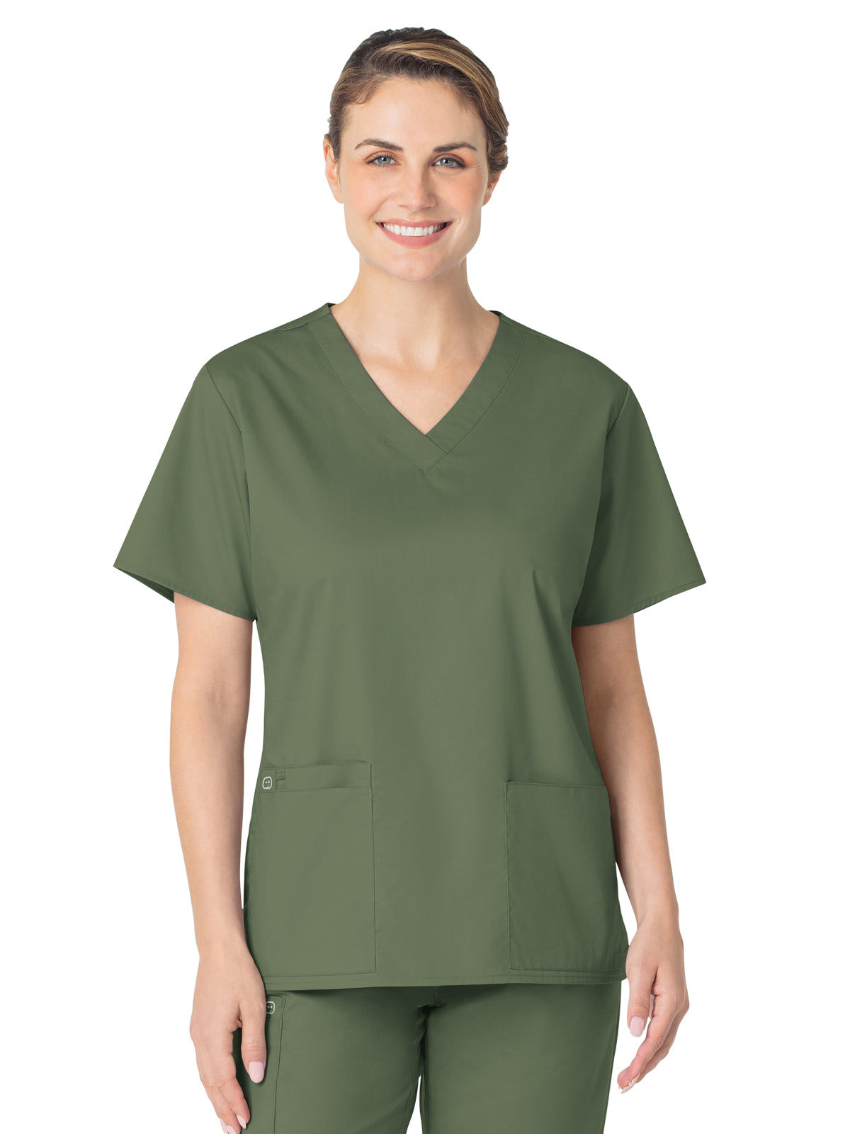 Women's Four-Pocket V-Neck Top - 101 - Olive