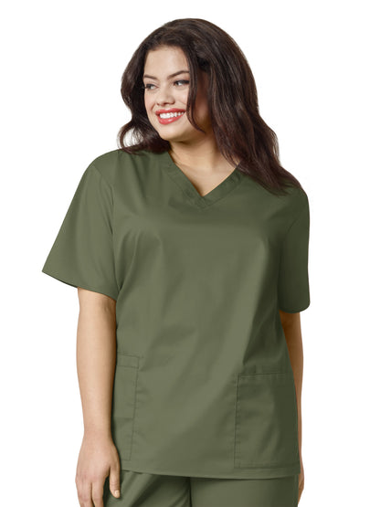 Women's Four-Pocket V-Neck Top - 101 - Olive