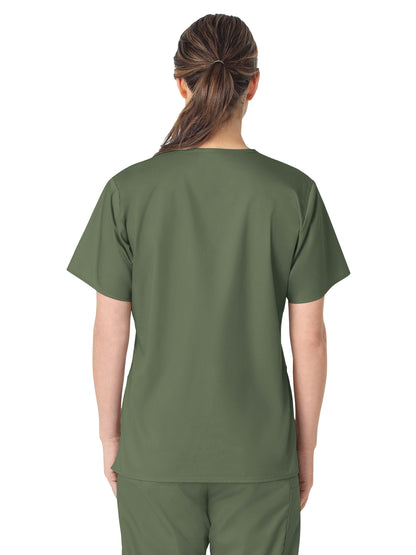 Women's Four-Pocket V-Neck Top - 101 - Olive