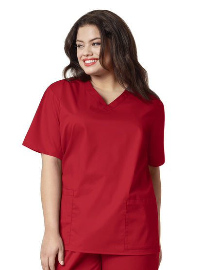 Women's Four-Pocket V-Neck Top - 101 - Red