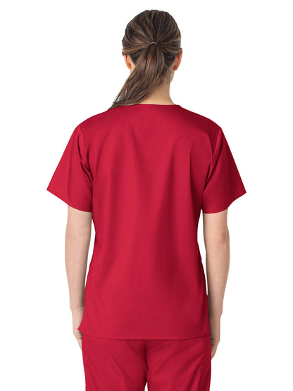 Women's Four-Pocket V-Neck Top - 101 - Red