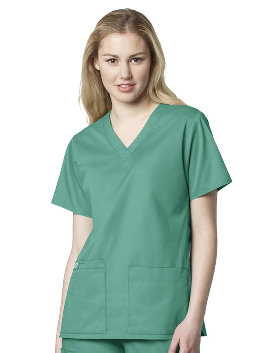 Women's Four-Pocket V-Neck Top - 101 - Surgical Green