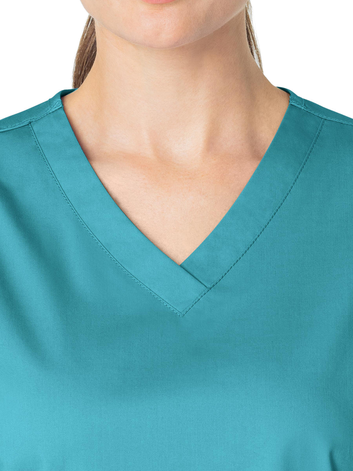 Women's Four-Pocket V-Neck Top - 101 - Teal