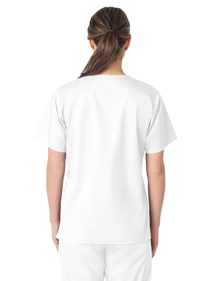 Women's Four-Pocket V-Neck Top - 101 - White