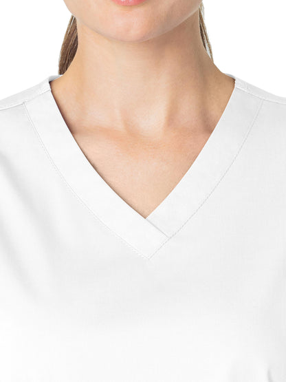 Women's Four-Pocket V-Neck Top - 101 - White